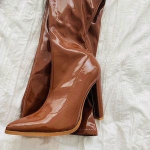 Cognac over the knee boots!!